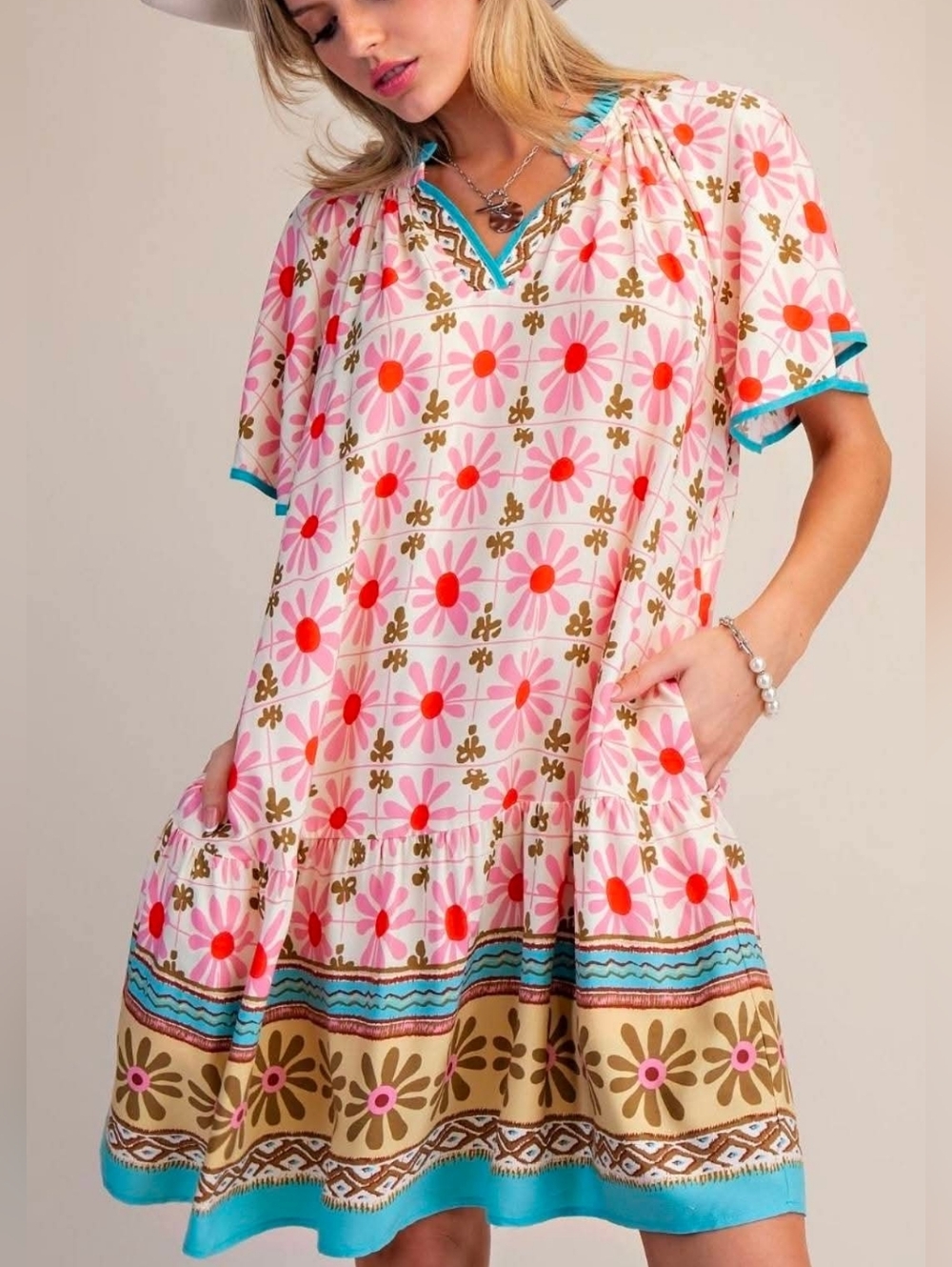 New Easel Floral Border Dress